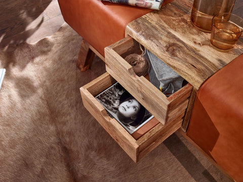 Rootz Turnbock Bench - Bank met Laden - Gymkruk met Opbergruimte - Bruin Leer - 120x56x30 cm