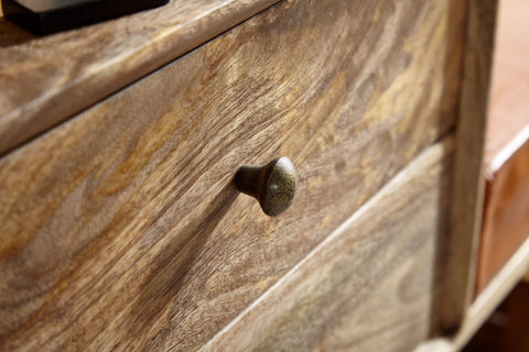 Rootz Bank - Geitenleer - Retrostijl massief houten bank - Gestoffeerde bank in de gang met opbergruimte - Bruin gewatteerde leren opbergbank - Kleine gangbank - 120x65x40 cm