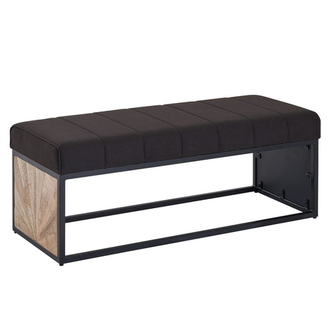 Rootz Bench - Zwart gestoffeerde bank met metalen frame - Slaapkamerbedbank - Hal Garderobebank - 105 x 40 x 40 cm