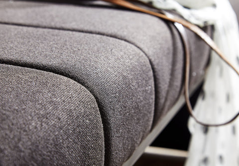 Rootz Bench - Zwart gestoffeerde bank met metalen frame - Slaapkamerbedbank - Hal Garderobebank - 105 x 40 x 40 cm