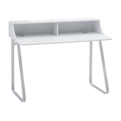 Rootz-Schreibtisch – Weißer moderner Computertisch mit Ablage – Kleiner Design-Bürotisch mit Kabelmanagement – ​​PC-Tisch mit Metallbeinen – Heimbüro-Konsole – 120 x 60 x 90 cm