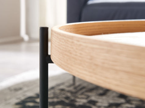 Rootz Couchtisch – Wohnzimmertisch aus Holz und Metall – modernes rundes Design – Holztisch für Wohnzimmer – 78 x 78 x 40 cm 