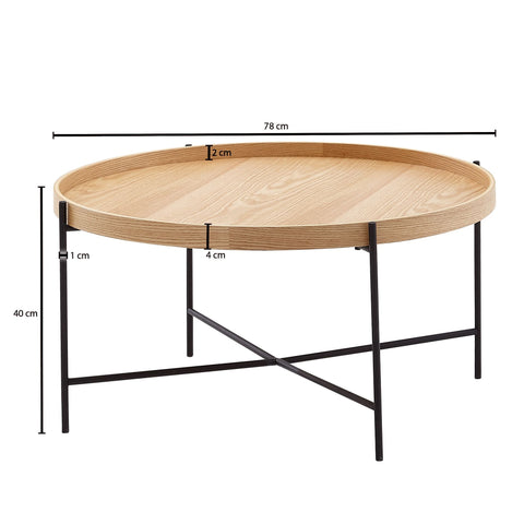Rootz Couchtisch – Wohnzimmertisch aus Holz und Metall – modernes rundes Design – Holztisch für Wohnzimmer – 78 x 78 x 40 cm 