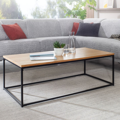 Rootz Couchtisch – Wohnzimmertisch aus Holz und Metall – Eichenholz-Design – moderner rechteckiger Zimmertisch – Couchtisch aus Holz – 120 x 60 x 40 cm 