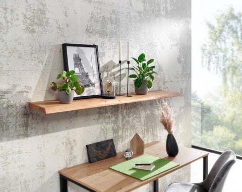 Rootz Wall Shelf - Solid Acacia Wood with Tree Edge - Design Floating Shelf - Natural Wood Wall Board - Country Style Hanging Shelf - 140 cm