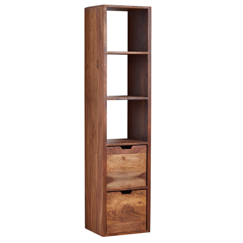 Rootz Floating Wall Shelf with Drawers - Solid Sheesham Wood - Modern Design - Living Room Hanging Bookshelf - Large - 35x150x30 cm