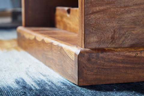 Rootz Coffee Table - Chest Table with Wine Rack - Design Living Room Table with Storage - Modern Sofa Table - Wooden Table for Living Room - Solid Sheesham Wood - 100x60x40 cm