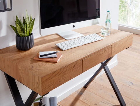 Rootz Bureau - Design Computertafel met Lade - Klein thuiskantoor - Studeertafel met opbergruimte - Eiken Decor - Zwart - 105x55x76 cm 