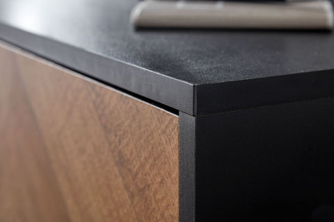 Rootz TV Stand - Lowboard - TV Dresser with Two Doors - Modern Design TV Cabinet - Living Room Black Wood - Oak Decor - 163x45x40 cm