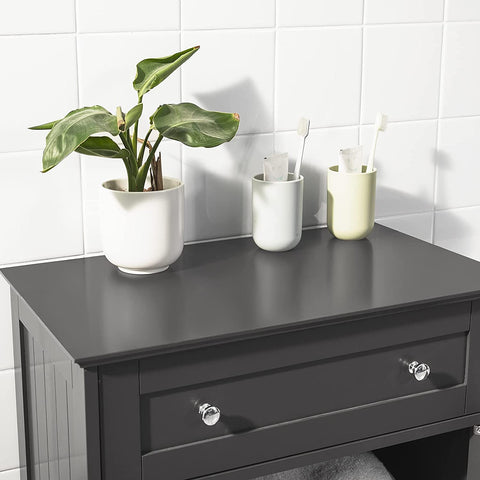 Rootz Badkamerkast - Badkameropberger - Kastkast met lade en dubbele sluiterdeuren - Donkergrijs