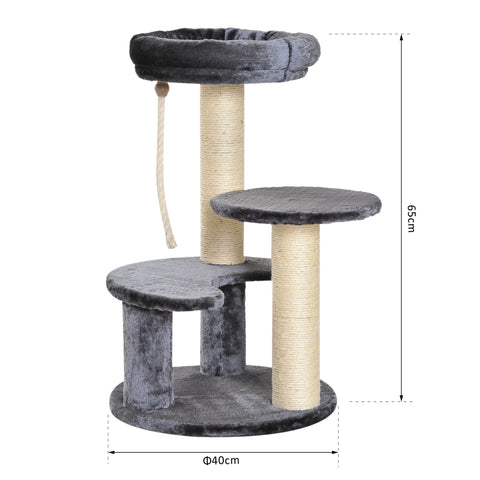 Rootz Scratching Post - Cat Bed - Play Tree - Climbing Tree - Plush - Grey
