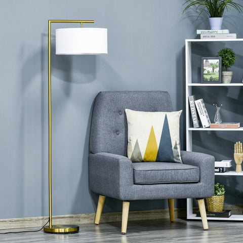 Rootz Floor lamp - Steel/Linen - Classic - Gold/White - 47 x 37 x 153 cm