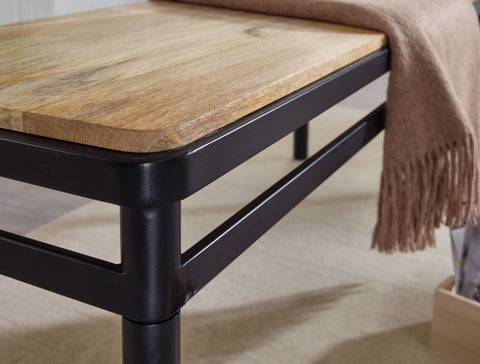 Rootz Dining Room Bench - Metal and Wood Modern Bench - Solid Dining Table Bench - Kitchen Bench Dining Bench - Mango Solid Wood - 120x45x45 cm