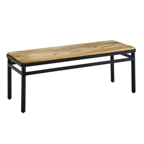 Rootz Dining Room Bench - Metal and Wood Modern Bench - Solid Dining Table Bench - Kitchen Bench Dining Bench - Mango Solid Wood - 120x45x45 cm