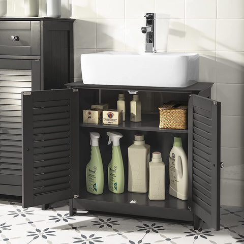 Rootz Under Sink Cabinet Bathroom - Vanity Unit Bathroom - Storage Cabinet with Double Shutter Doors