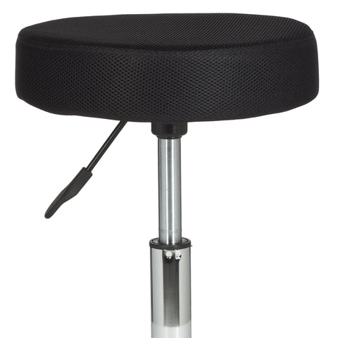 Rootz Work Stool - Black Fabric Design - Ottoman with Castors - Roll Stool - Upholstered - Backrest-Free - XL