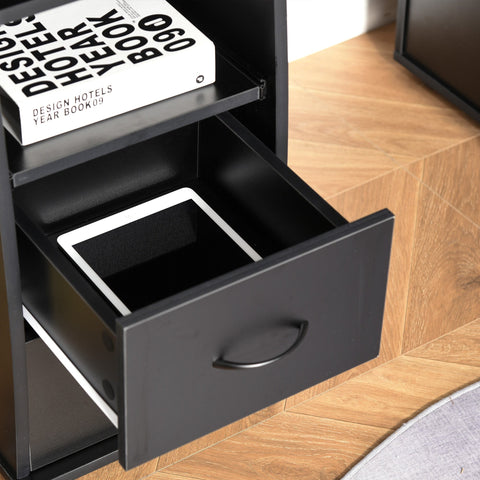 Rootz Schreibtisch – Computertisch – Schreibtisch mit Schubladen – Stauraum – Stahl – Schwarz – 120 x 55 x 85 cm