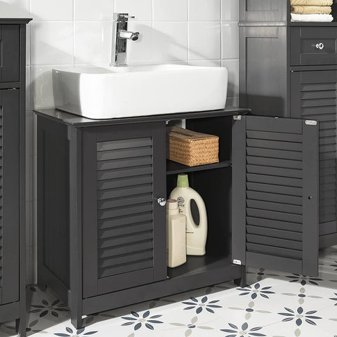 Rootz Under Sink Cabinet Bathroom - Vanity Unit Bathroom - Storage Cabinet with Double Shutter Doors