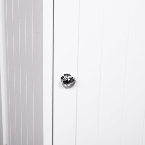 Rootz Bathroom Cabinet - Dresser - Bathroom Furniture - Standing Cabinet - High Cabinet - 3 Shelves - 1 Door - 40 x 38 x 160 cm - Wood - White