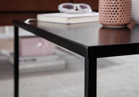 Rootz Couchtisch aus Metall – Quadratischer Loungetisch – Industrieschwarz – Quadratischer Beistelltisch aus Stahl – 60 x 60 x 40 cm 