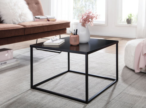 Rootz Couchtisch aus Metall – Quadratischer Loungetisch – Industrieschwarz – Quadratischer Beistelltisch aus Stahl – 60 x 60 x 40 cm 