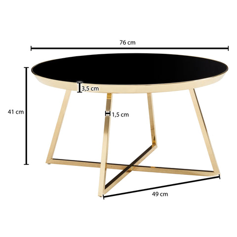Rootz Mirrored Glass Coffee Table - Round with Metal Frame - Modern Living Room Table - Large Side Table - 76x76x41 cm