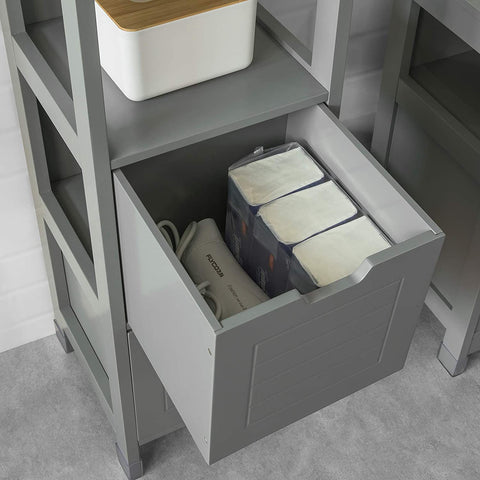 Rootz vloerstaande badkameropbergkast met 1 plank en 2 lades