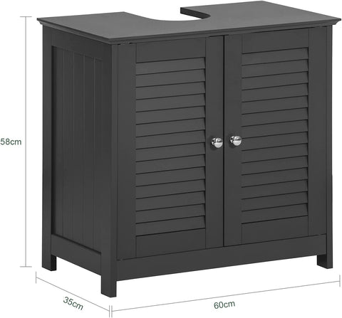 Rootz Under Sink Cabinet Bathroom - Vanity Unit Bathroom - Storage Cabinet with Double Shutter Doors