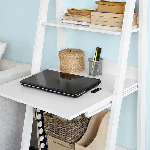 Rootz White Storage Display Shelving Ladder Shelf Bookcase with Desk/Memo Board and 3 Shelves