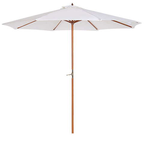 Rootz parasol - tuinparaplu - hout - marktparaplu - diameter 2,7 m - wit - bruin