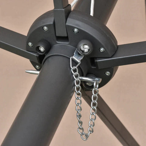 Rootz Double Sided Parasol - Parasol - Sun Umbrella - With LED Solar Lights - Khaki - 440 x 260 cm