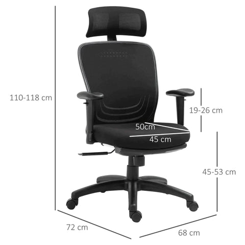 Rootz Office Chair - Desk Chair - Computer Chair - Home Office Chair - Ergonomic Chair - Black - 68x72x110-118 cm