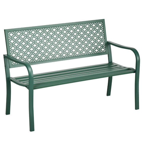 Rootz Gartenbank – 2-Sitzer-Gartenbank aus Metall – wetterbeständig – Grün – 127 cm x 63 cm x 83 cm