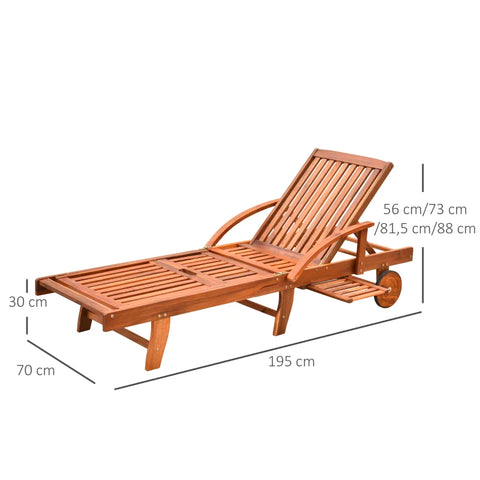 Rootz Sun Lounger - Garden Lounger - Tami Sunlounger - Relaxation Lounger - Deck Chair - Garden Furniture - Foldable Adjustable - Natural - 195 x 70 x 56-88 cm