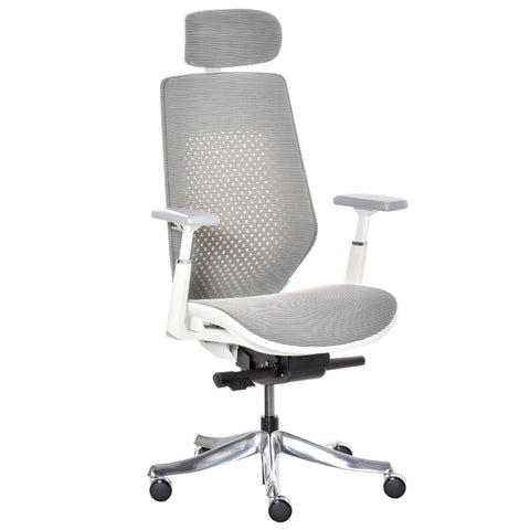 Rootz Office Chair - Swivel Office Chair with Adjustable Headrest - Foam - Nylon - Polyester - Light Grey - 65 x 68 x 117-125 cm
