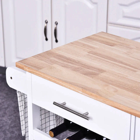 Rootz Kitchen Trolley - Kitchen Cabinet - Cabinet Trolley - Kitchen Cabinet Trolley - Wood - White - 105 x 45 x 89 cm