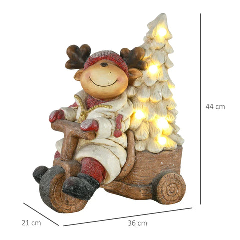 Rootz Christmas Decoration - Reindeer - Christmas Tree - Warm Led Lighting - Battery Operated - Indoor And Outdoor - Plastic -  Multicolored - 36L x 21W x 44H cm