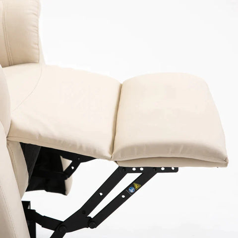 Rootz Electric Massage Chair - Electric Massage Lounger - Electric Stand-up Chair - Massage Chair - Vibrating Massage Chair - Relaxation Chair - PU Leather - Cream White