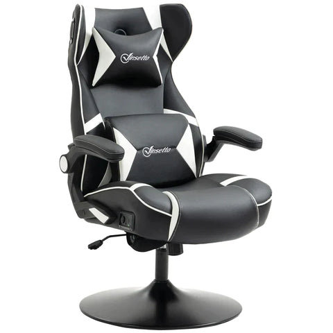 Rootz Gaming Chair - Geïntegreerde Speakers - Kantelbare Rugleuning - Zwart + Wit - 69 x 73 x 118cm