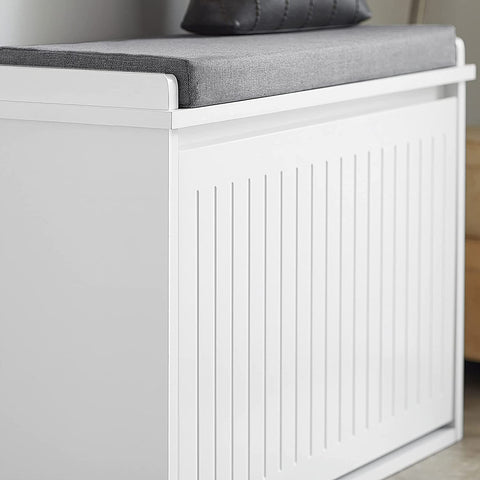Rootz Hallway Shoe Bench - Shoe Rack - Shoe Cabinet with Seat Cushion and Flip Drawer - L70 x W49 x H19cm