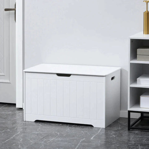 Rootz Bench - Chest Of Drawers - Bench With Storage Space - Hinged Lid - MDF Wood - White - 80 cm x 39.5 cm x 46 cm
