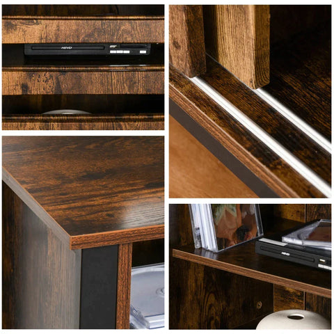 Rootz TV Cabinet - TV Table - TV Lowboard - Chest Of Drawers For TVs Smaller Than 50" With 2 Doors - Shelf - Industrial Design - Living Room - Bedroom - Metal - Rustic Brown - 120 x 42 x 52 cm