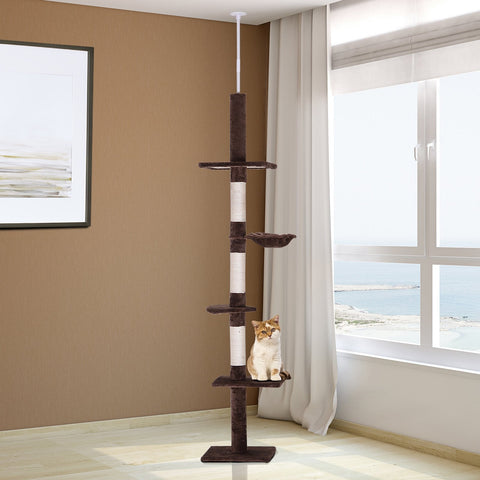 Rootz Scratching Post - Height Adjustable - Chipboard - Brown - 40 x 34 x 230 cm