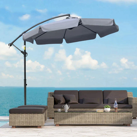 Rootz Parasol - Cantilever Parasol - Cantilever Umbrella - With 360° Rotation - Polyester/Metal - Dark Grey - Ø2.65 x 2.65H m