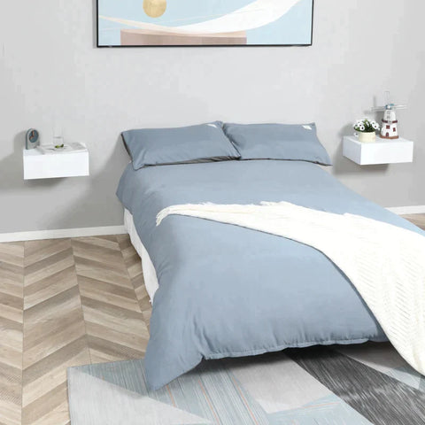 Rootz Bedside Table - 2-piece Bedside Tables - Wall Table - White - 40 cm x 30 cm x 15 cm