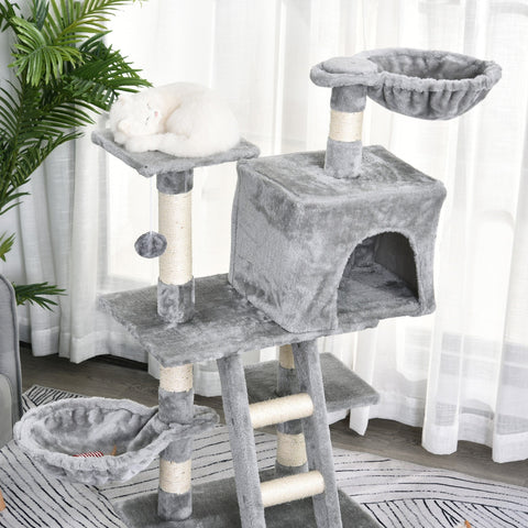 Rootz Cat tree - Cat tower with cave - Scratching post - Scratching posts for cats - Gray - 49 x 44 x 120 cm