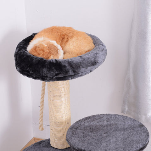 Rootz Scratching Post - Cat Bed - Play Tree - Climbing Tree - Plush - Grey