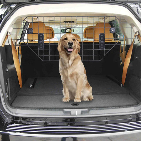 Rootz Dog Guard - Pet Car Barrier - Adjustable - Divider - Metal - Black - (89-122) x 41 cm