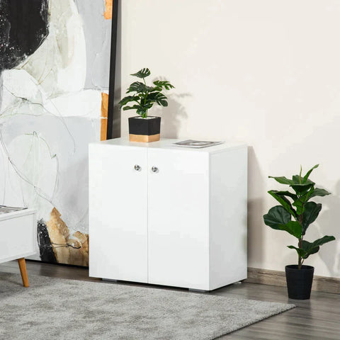 Rootz Storage Cabinet - Freestanding Storage Cabinet - With 2 shelves - White - 70cm x 39cm x 70cm