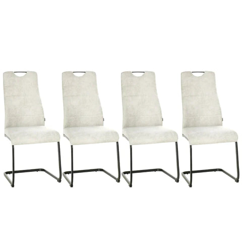 Rootz Dining Set Of 4 Chairs With High Backrest - Polyester + Steel - Each Chair - Beige - 44 x 58 x 99 cm
